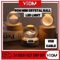 {ItalyNest shop}ลูกบอลคริสตัลขนาดเล็ก VTOM,อุปกรณ์ตกแต่งข้างเตียงไฟ USB สำหรับกลางคืน LED 6ซม. โคมไฟกลางคืนเด็กทารกของตกแต่งห้องนอนบ้านของขวัญวันเกิด