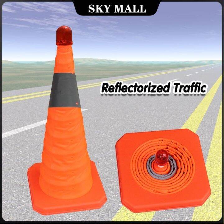 48cm Folding Reflectorized Traffic Cone Barricades Parking Retractable