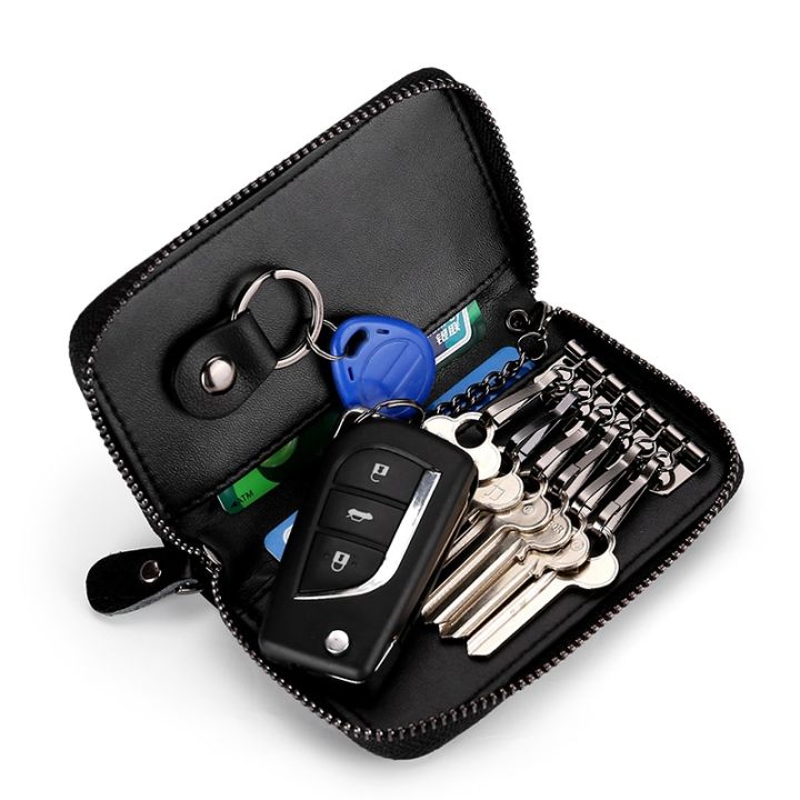 cw-leather-keychain-multifunction-organizer-wallet-holder-car-small-keys