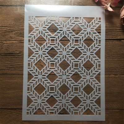 A4 29cm Geometry Square Texture DIY Layering Stencils Wall Painting Scrapbook Coloring Embossing Album Decorative Template