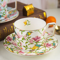 Creative bone china cup and plate set European coffee cup British pastoral ceramic afternoon tea black tea flower tea cup