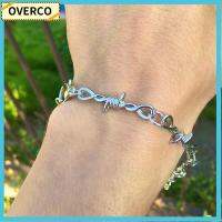 OVERCO ใหม่ โลหะผสม สไตล์กอธิค สร้อยข้อมือลวดหนาม สร้อยคอ Choker Unisex สร้อยคอ Choker โซ่หนามเล็ก เหล็กลวดขนาดเล็ก