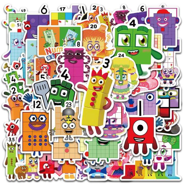 10/52pcs Cartoon Numberblocks Cute Stickers Kawaii Decals Skateboard ...