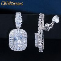 [Han ornaments] CWWZircons ไม่เจาะหูสวยด้านบน Cubic Z Irconia คริสตัลผู้หญิงพรรคคลิปบนต่างหูยาวโดยไม่ต้องเจาะ CZ586