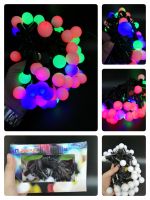 Christmas Light LED ไฟกระพริบได้ 50 ดวง ไข่ปลาใหญ่ กระพริบหลากสี 1 จังหวะ สายยาว 9 เมตร ใช้ไฟบ้าน220V. กันน้ำกันฝน