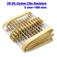 20PCS 1W Carbon Film Resistors 5 1R-10M 1K 10K 4K7 100K 200K 560K 1M 3M3 Ohm Color Ring Resistance 10R 47R 100R 220R