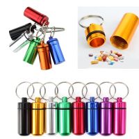 Mini Waterproof Aluminum Pill Container Cache Drug Box with Keychain for Camping Travel Portable Pill Capsule Outdoor ToolAdhesives Tape