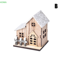 ?【Lowest price】HOMA คริสต์มาสไฟ LED บ้านไม้ส่องสว่างตกแต่งคริสต์มาสเด็กของขวัญ