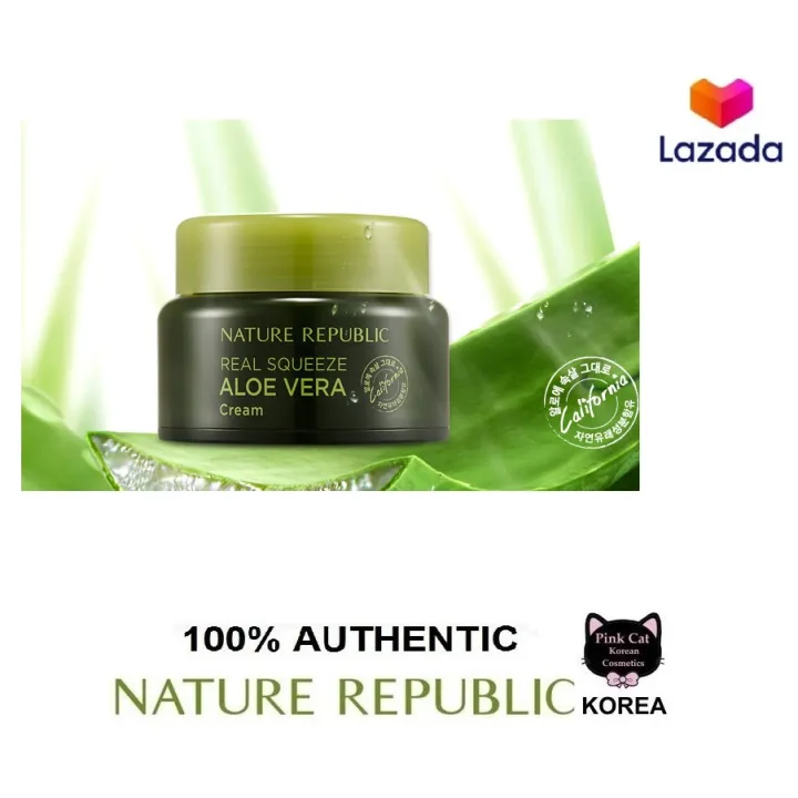 Korean Cosmetics NATURE REPUBLIC Real Squeeze Aloe Vera Cream 50ml