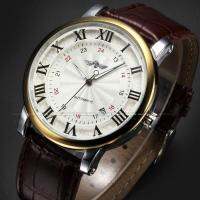 ZZOOI Rome Number Fashion Men WINNER Top Brand Gold Sport Wristwatches Self wind Automatic Mechanical Calendar Leather Watch Clock