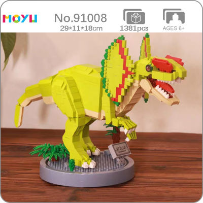 Moyu 91008 Jurassic Period Dilophosaurus ไดโนเสาร์ Monster สัตว์ DIY Mini Diamond Blocks อิฐของเล่นสำหรับเด็กไม่มีกล่อง