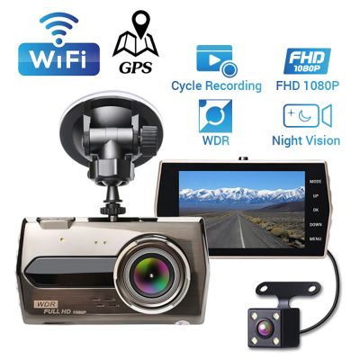 Dash Cam 4.0 Full HD 1080P Car DVR WiFi Rear View Camera Mirror Video Recorder Black Box Parking Monitor Auto Dashcam GPS Logger