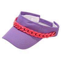 Womens Hats Empty Top Beach Sun Hat Wide Brim Visor with PMMA Chain Outdoor Summer Capwith Textile Fastener