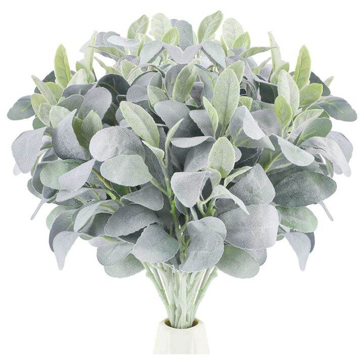 15 Pcs Artificial Flocked Lambs Ear Greenery Stem Faux Lamb's Ear ...