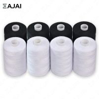 Eajai 4Pcs 500M Sewing Thread Polyester Thread Set Strong And Durable Black White Sewing Threads For Hand Machines Knitting Yarn Knitting  Crochet