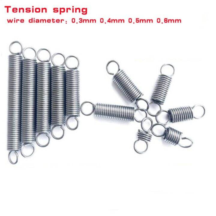 10pcs-wire-dia-0-3mm-0-4mm-0-5mm-tension-spring-stainless-steel-extension-spring-with-hook-length-10mm-to-60mm-electrical-connectors