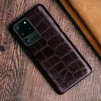 หนังโทรศัพท์กรณีสำหรับ Samsung Galaxy หมายเหตุ8 9 10 20 S22 Ultra S21 S20 S10e S8 S9 Plus Case Cowhide หนังจระเข้ฝาครอบ