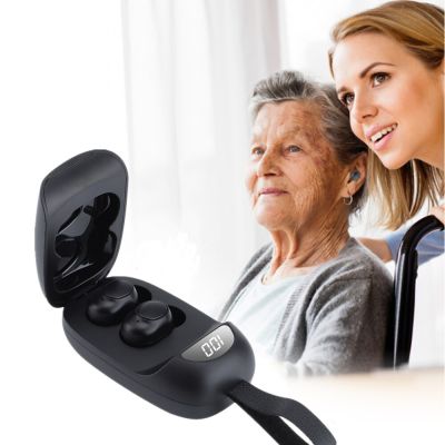 ZZOOI Mini Elderly Hearing Aids Sound Amplifier with LCD Display Protable Charging Case Ear Care Invisible Rechargable Hearing Aid