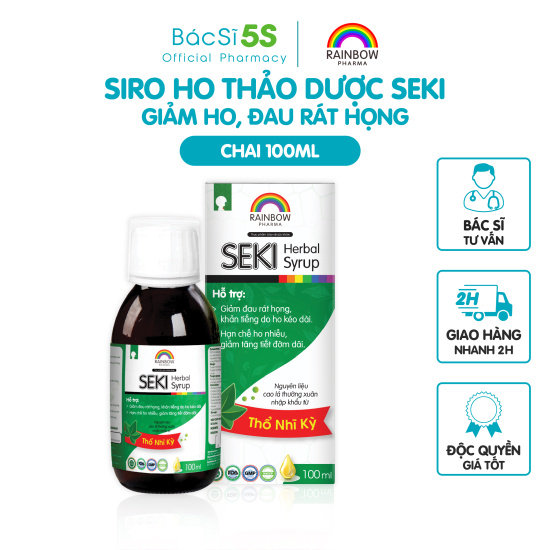 Siro ho thảo dược seki chai 100ml - chiết xuất lá thường xuân, giảm ho, - ảnh sản phẩm 1