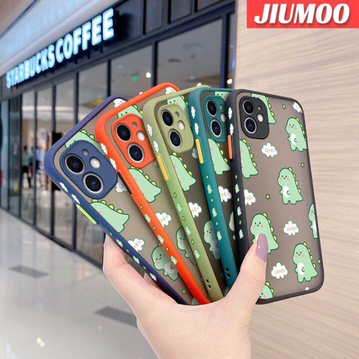 เคส-jiumoo-สำหรับ-xiaomi-mi-poco-m2-redmi-9-9a-การ์ตูนไดโนเสาร์น้อยกันกระแทกเคสโทรศัพท์เนื้อแข็งขอบสี่เหลี่ยมปลอกซิลิโคนนิ่มคลุมทั้งหมดเคสป้องกันเลนส์กล้อง