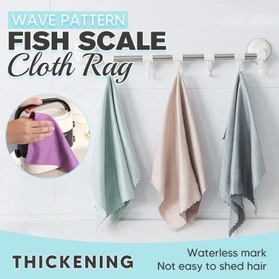 【CW】 2PCS Pattern Scale Rag Anti-grease wiping rag efficient Super Absorbent Microfiber Cleaning Color