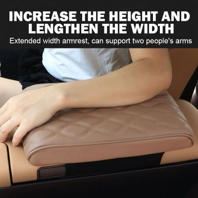 Luxury PU Leather Wave Embroider Car Armrest Mat Center Console Arm Rest Protection Cushion Auto Armrests Storage Box Cover Pad