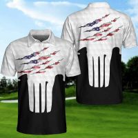 American Summer Skull Flag Short Sleeve Polo Shirt Patriotic Day Gift62 All Over Print Men/ Women Polo Shirt XS-6XL