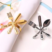 1Pcs Metal Napkin Ring Buckle Creative Gold Silver Color Spoon Fork Napkin Holders Wedding Party Hotel Dinner Table Decoration