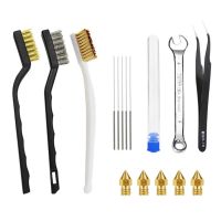 3D Printer Cleaner Printing Nozzle Cleaning Brush Kit 16Pcs Nozzle Cleaning Set Nozzle Block Hotend Hot Bed Cleaning Brushes Cleaning Tools