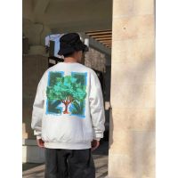 COD ZSBB high quality OFF OW Green Tree Arrow Printing mens and womens Terry Large size loose round neck sweater hooded beauty