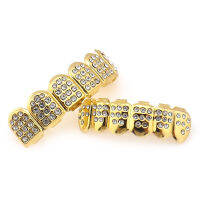 Mens Halloween Top Grillz Ice Cravejado Hiphop Gold Silver Diamond Gold Braces Grillz Rap Cosplay Tooth Decoration