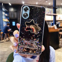 ในสต็อกเคสโปร่งใสใหม่ OPPOA38 OPPO A38 4G 2023แวววาวเคสสมาร์ทโฟนท้องฟ้าเต็มไปด้วยดวงดาวระยิบระยับแฟชั่นแฟลชเจาะห้าแฉก TPU Silicagel เคสนิ่ม