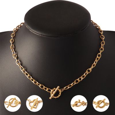 Stainless Steel Necklace OT Buckle Choker Hip Hop Thick Chain Necklaces for Women Men Bead Chain Necklace Chunky Choker Jewelry