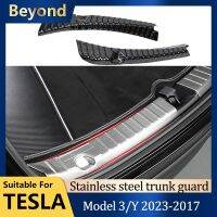 Rear Bumper Foot Plate Trunk Door Sill Guard Protector Cover For Tesla Model Y 2023 Carbon Fiber Model 3 Decoration Auto Accesso