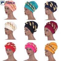 FEECE ไนจีเรียแต่งงาน สำหรับผู้หญิง Aso Oke Headtie แอฟริกันออโต้ Geles เลื่อม Braids หมวกผ้าโพกหัว แอฟริกัน Headtie หมวกแต่งงานฮิญาบ มุสลิม Headscarf