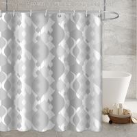 【CW】▧  Striped Printed Shower Curtain Accessories Duschvorhang Curtains Rail With Hooks