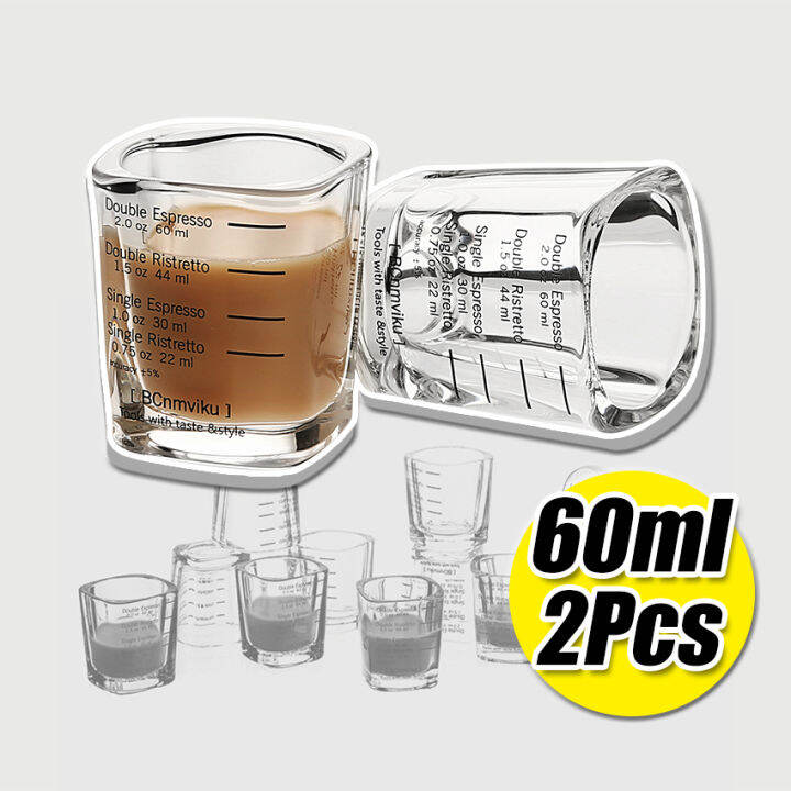 2Pcs/Set Espresso Shot Glass Cup Liquid Measuring Tool Kitchen Bar