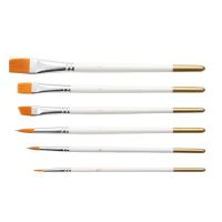 [Kiki tool store] 6pcs/set Artist Paint Brush High Quality Nylon Hair Wood White Handle Watercolor Acrylic Oil Painting Brush for Art Supplies