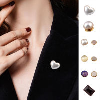 เข็มกลัด Pin Heart Magnetic Women Faux Pearl Non-Trace ผ้าพันคอคลิปเสื้อผ้า Decor เข็มกลัด Pin