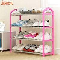 ชั้นวางรองเท้า Shoe Rack 4ชั้น หูหิ้ว วางร่ม แร็คเก็บซ้อน ชั้นรองเท้าโครงเหล็ก มีให้เลือก 3 สี แข็งแรง มั่นคง ประกอบง่าย lights4u