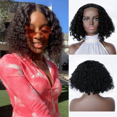 Short Brown Hair Afro Kinky Curly Wigs With Bangs For Black Women African Synthetic Ombre Glueless Highlight Cosplay Fluffy Wigs