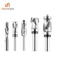 1PC Dreanique Router Bit Two Flute Flush Trim เครื่องตัดมิลลิ่งไม้ UP DOWN Cut Mill พร้อมแบริ่ง 1/4 1/2 Shank Spiral End Mill