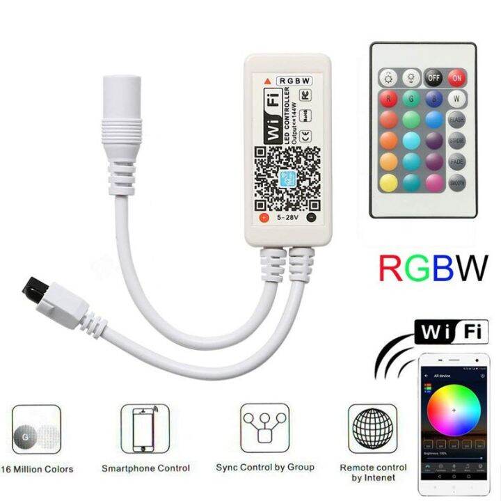 ตัวควบคุมไวไฟแอลซีดีบลูทูธ-rgbw-rgbww-ตัวควบคุม-wifi-led-rgb-12v-24v-dc5v-สำหรับ-ws2812b-5050-2835-ws2811แถบไฟ-led-บ้านเวทมนตร์