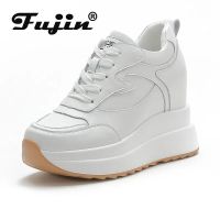 ✤✢  Fujin 10cm Platform Wedge Sneakers Chunky Shoes Leather for Walking Fashion