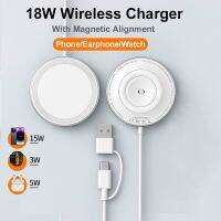 Magnetic Wireless Charger 3 In 1 Double Sided 18W Fast Charging for Apple Devices iPhone Airpods Watch Qi Standard