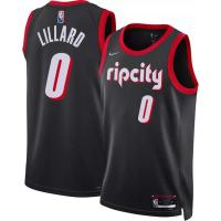 Damian Lillard Black Portland Trail Blazers Sponsor Patch Jersey