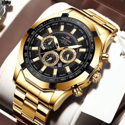 Top Mens Brand Watch Luxury Fashion Sports Design Quartz Movement Stainless Steel Waterproof Calendar Mens Quartz Wrist Watch