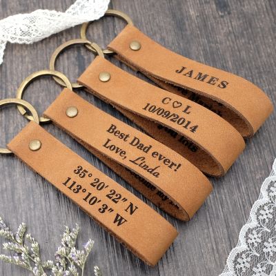 Custom Leather Keychain Personalized Leather Keyring Custom Keychains Leather Fathers Day Personalised Gift For Him