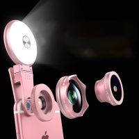 4 in 1 Phone Camera Professional Lens With Fill Light 15x Macro Camera Photo HD 150° Super Wide Angle Lens For All Smartphones Smartphone Lenses