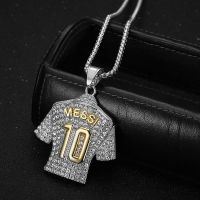 ULJ New Hip Hop Jewelry Stainless Steel Gold Plated Diamond Football No. 10 Jersey Pendant Sport Lovers Bling Iced Out Necklace